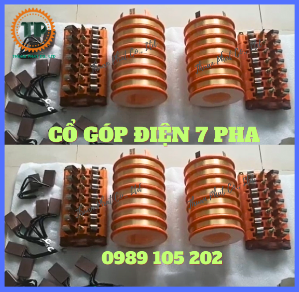 Bộ cổ góp điện 7 pha - 7 vành đồng Bộ cổ góp điện 7 pha - 7 vành đồng