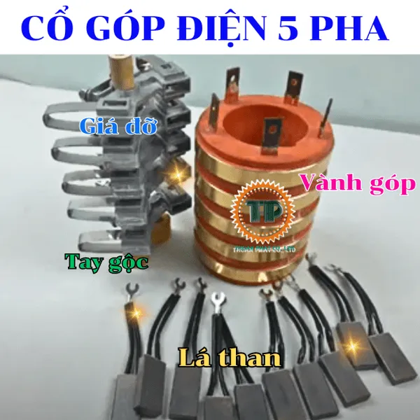 Cổ góp điện 5 pha trục 40