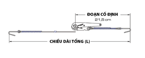 Bảng vẽ kỹ thuật dây tăng đơ bản 25mm tải 800kg móc j