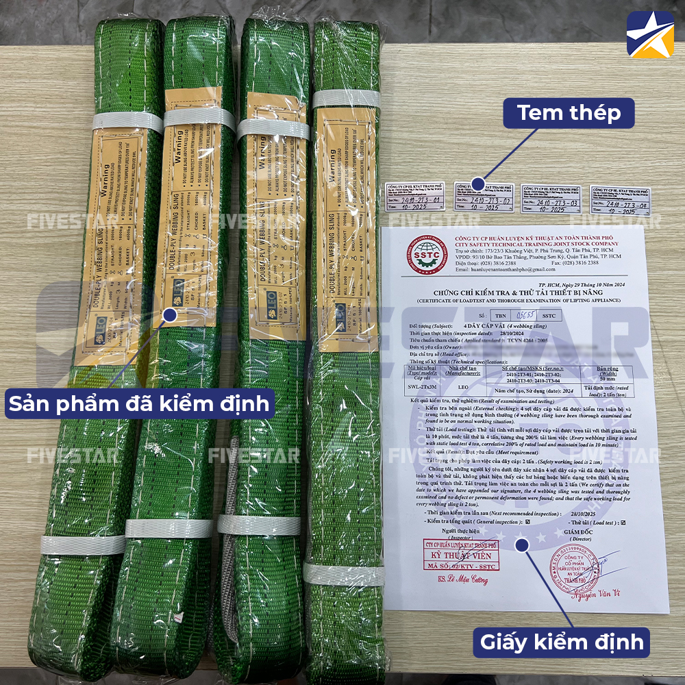 Bộ dây cáp vải sau khi được kiểm định sẽ bao gồm những gi