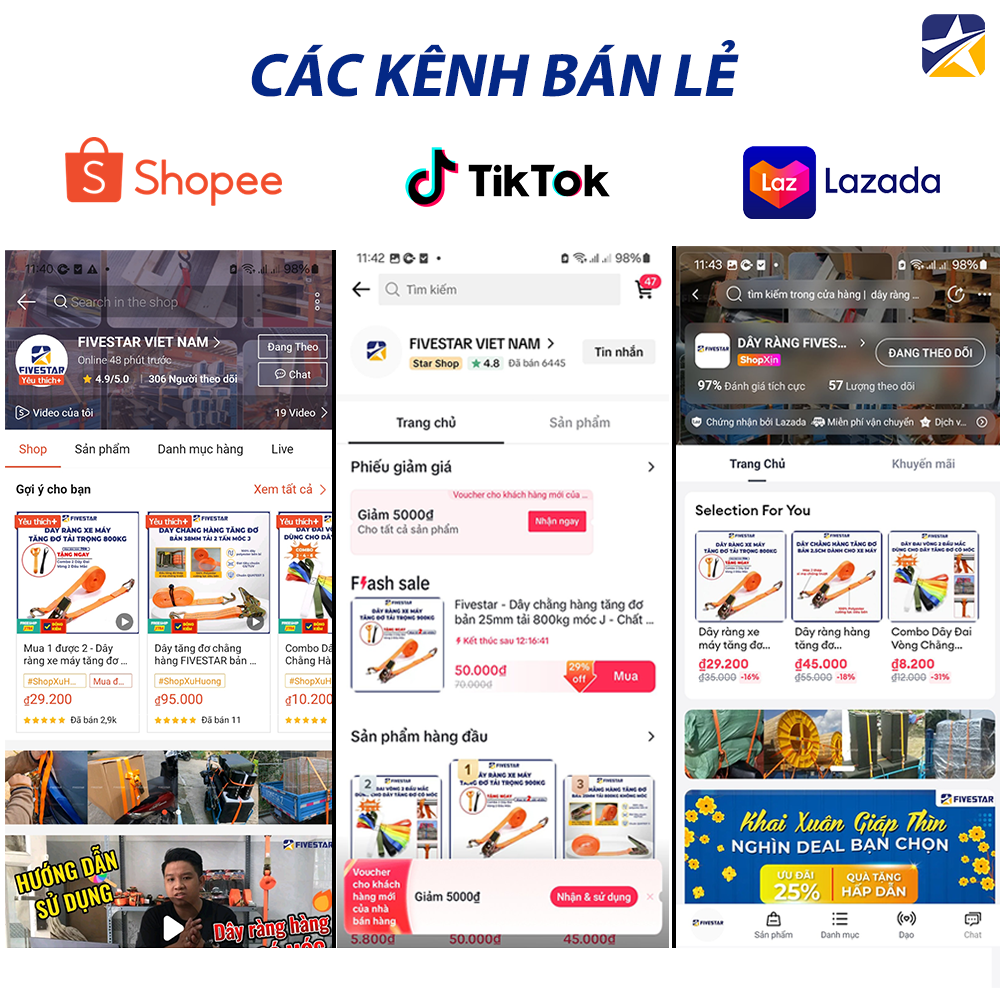 Các nền tảng bán lẻ trực tuyến hiện nay của Fivestar Việt Nam Các nền tảng bán lẻ trực tuyến hiện nay của Fivestar Việt Nam