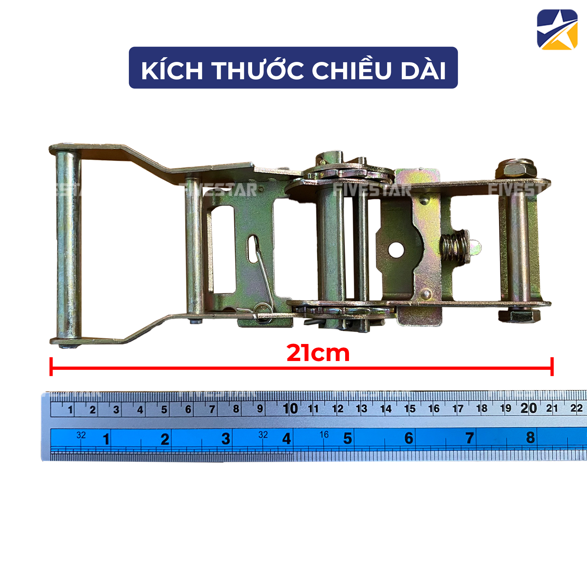 Chiều dài tổng thể khi mở của đầu tăng đơ bản 38mm tải 2 tấn Chiều dài tổng thể khi mở của đầu tăng đơ bản 38mm tải 2 tấn