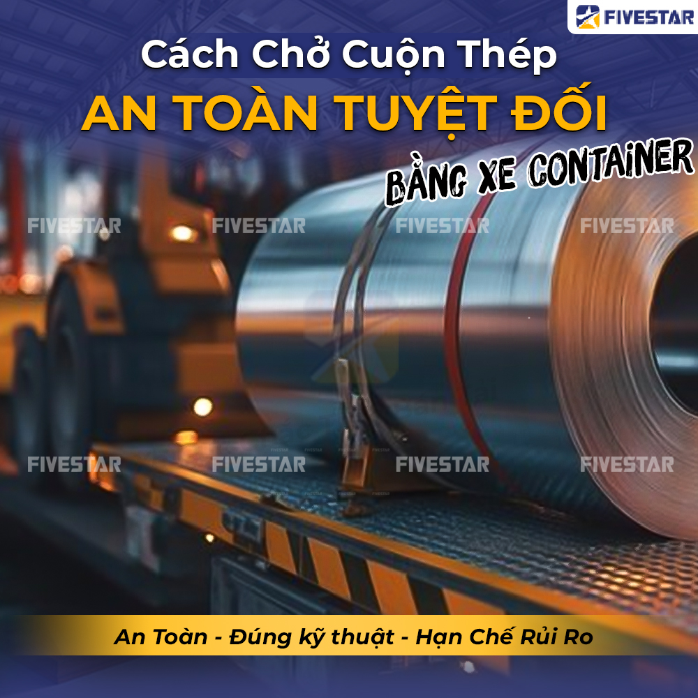 Chở cuộn thép an toàn trên xe container Chở cuộn thép an toàn trên xe container