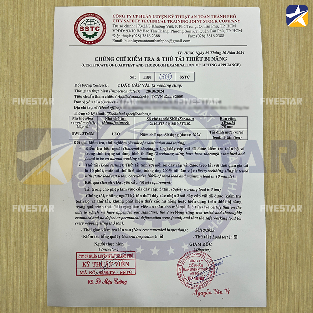 Chứng chỉ kiểm định sau khi đã duyệt qua quy trình kiểm lực Chứng chỉ kiểm định sau khi đã duyệt qua quy trình kiểm lực