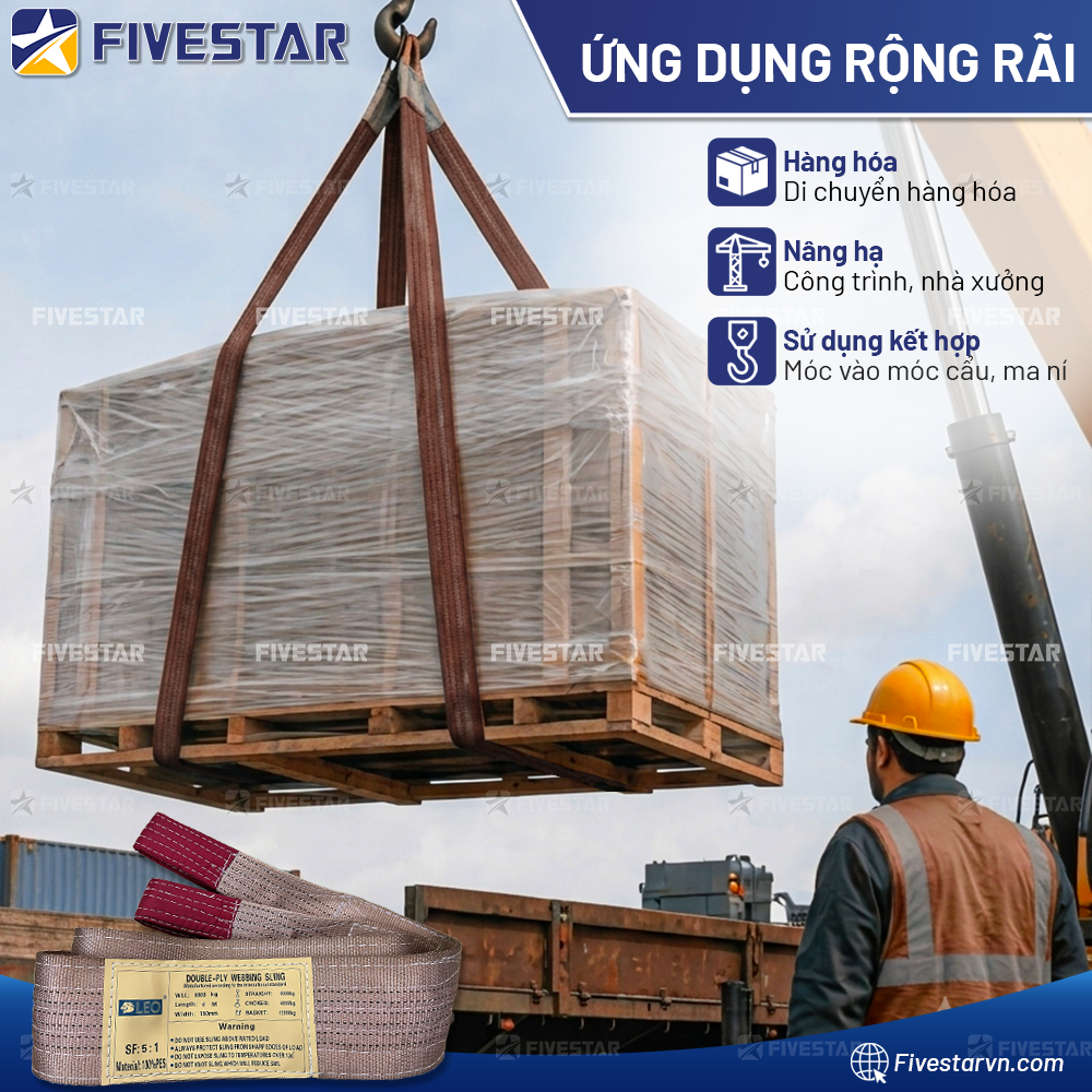 Dây cáp vải cẩu hàng tải 6 tấn được sử dụng rộng rãi Dây cáp vải cẩu hàng tải 6 tấn được sử dụng rộng rãi