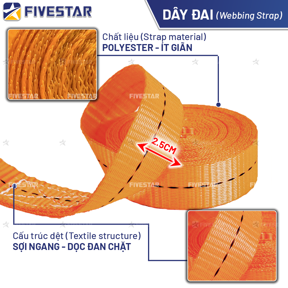 sử dụng dây đai Polyester cường lực giúp ôm trọn hàng cần ràng sử dụng dây đai Polyester cường lực giúp ôm trọn hàng cần ràng