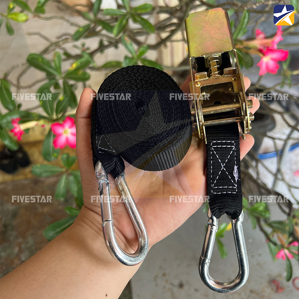 Dây tăng đơ bản 25mm tải 800kg móc khóa an toàn phiên bản màu đen Dây tăng đơ bản 25mm tải 800kg móc khóa an toàn phiên bản màu đen