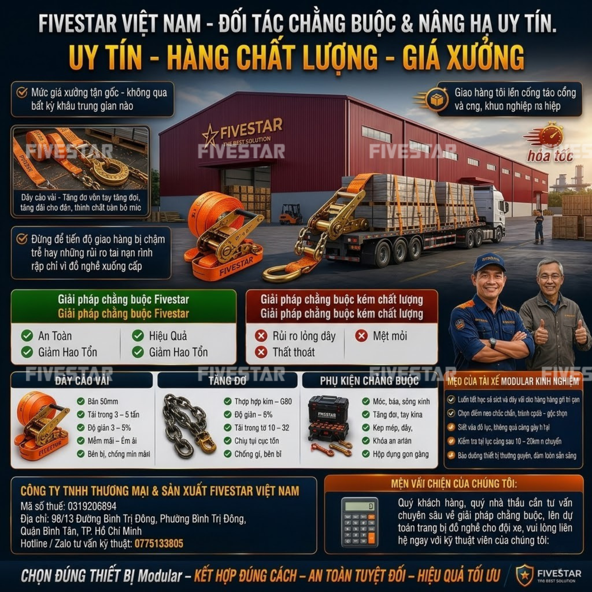 Fivestar Việt Nam chuyên cung cấp dây chằng hàng chuẩn Fivestar Việt Nam chuyên cung cấp dây chằng hàng chuẩn