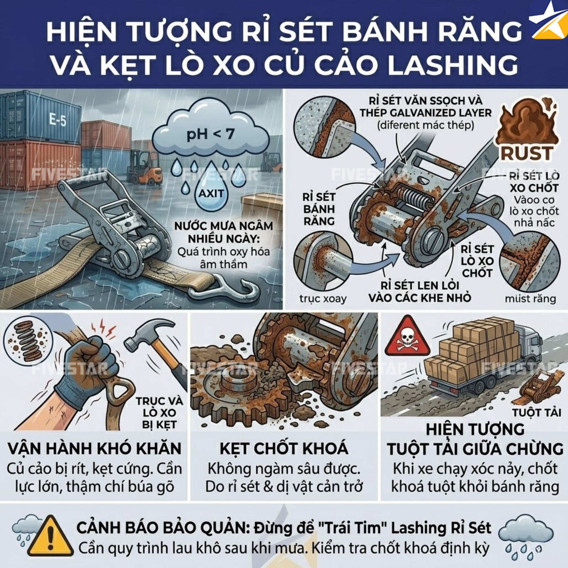 Hiện tượng rỉ sét của dây tăng đơ Hiện tượng rỉ sét của dây tăng đơ
