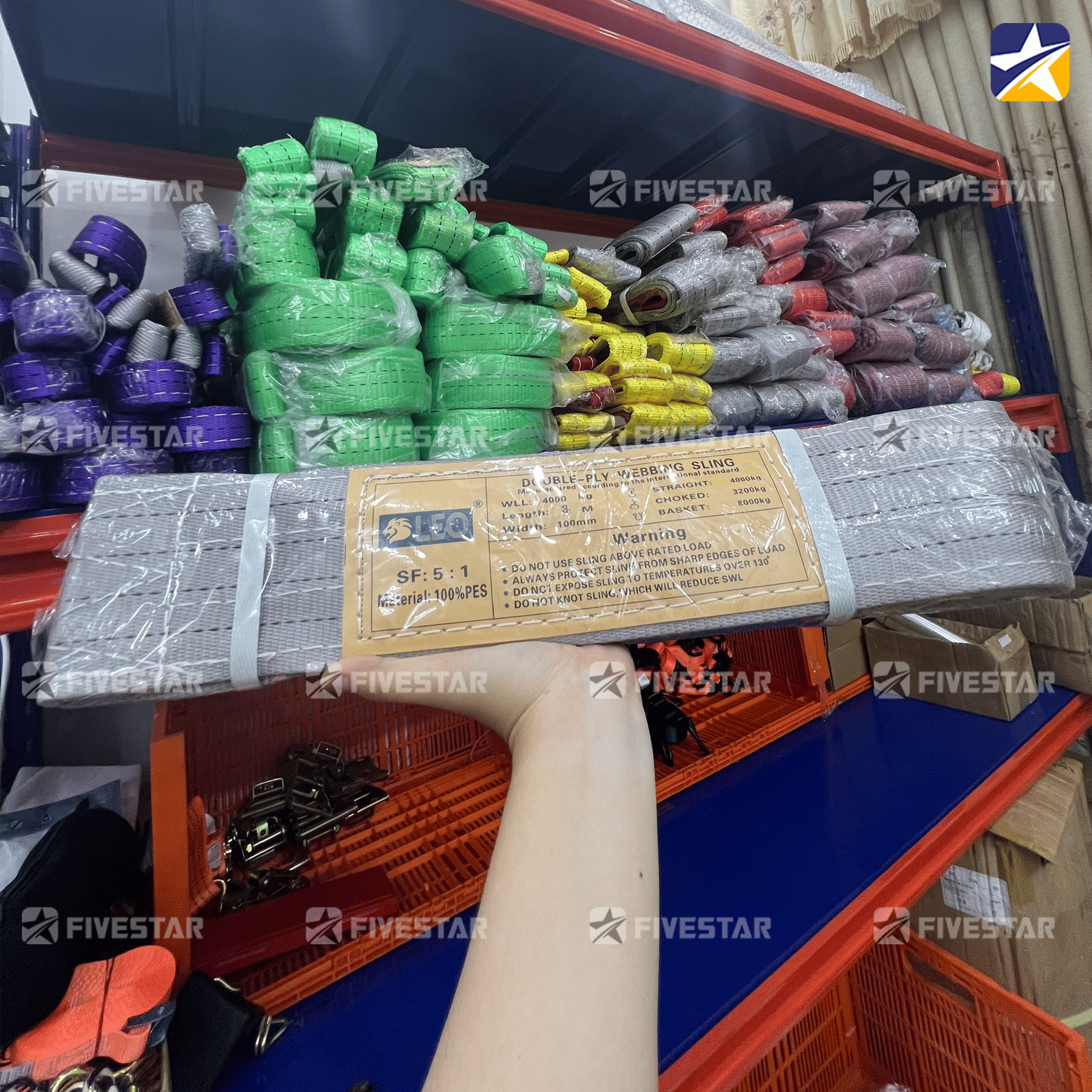 Hình thực tế mẫu dây cáp vải cẩu hàng tải 4 tấn Fivestar Việt Nam Hình thực tế mẫu dây cáp vải cẩu hàng tải 4 tấn Fivestar Việt Nam