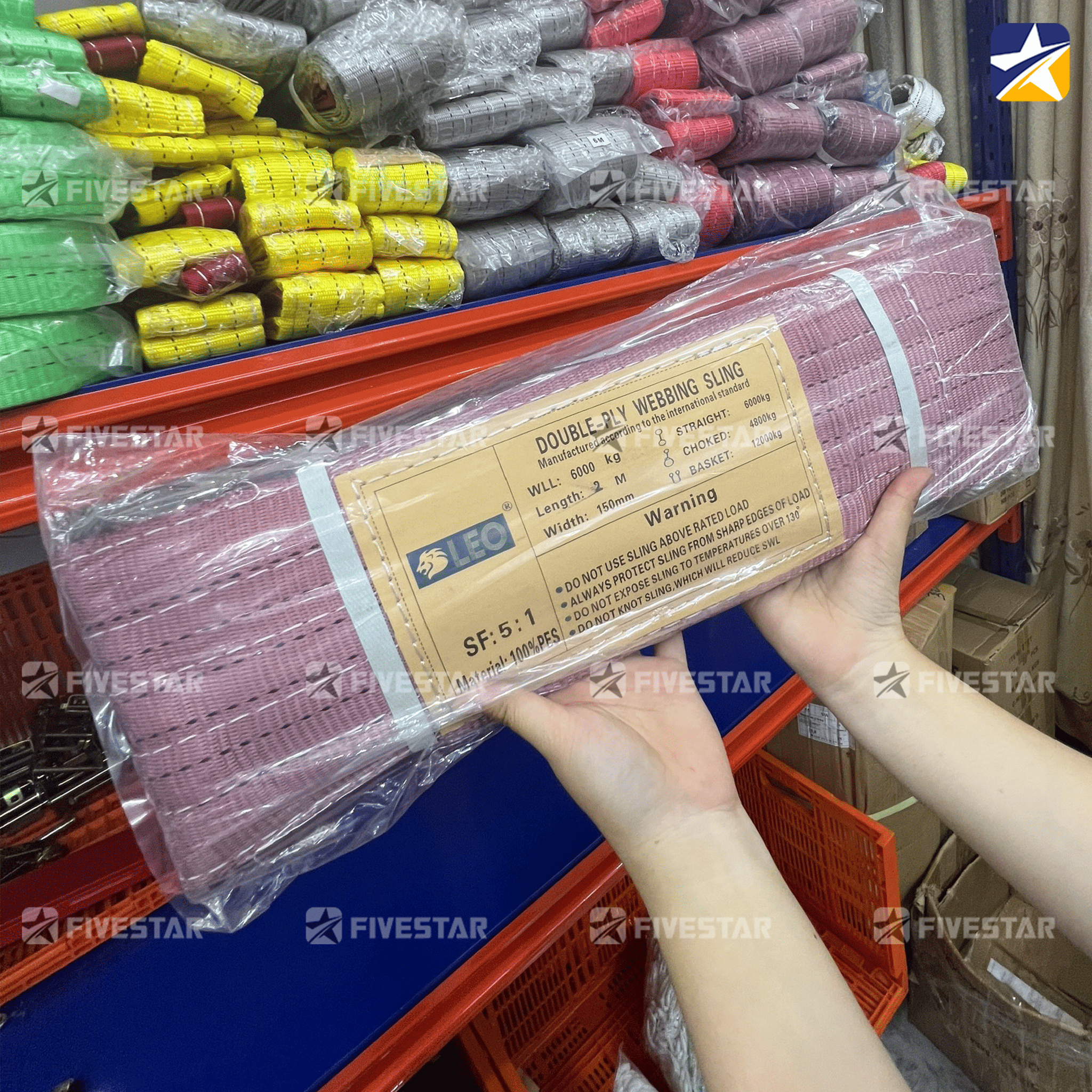 Hình thực tế mẫu dây cáp vải cẩu hàng tải 6 tấn Fivestar Việt Nam Hình thực tế mẫu dây cáp vải cẩu hàng tải 6 tấn Fivestar Việt Nam