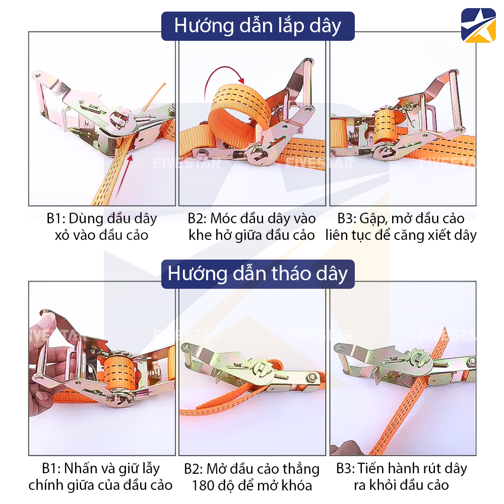 Hướng dẫn cách sử dụng dây tăng đơ bản 38mm tải 2 tấn không móc Hướng dẫn cách sử dụng dây tăng đơ bản 38mm tải 2 tấn không móc