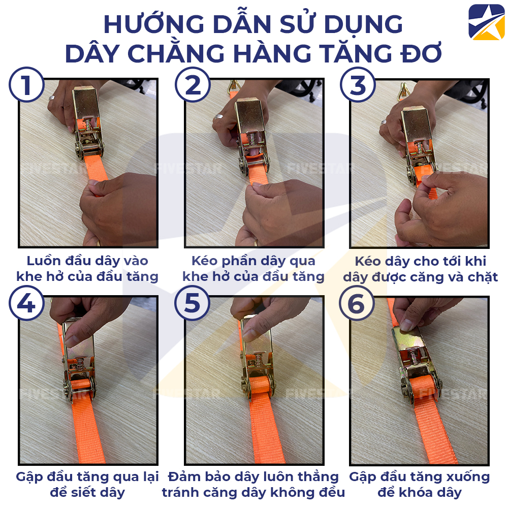 Các bước thao tác cơ bản để sử dụng dây chằng hàng tăng đơ Các bước thao tác cơ bản để sử dụng dây chằng hàng tăng đơ