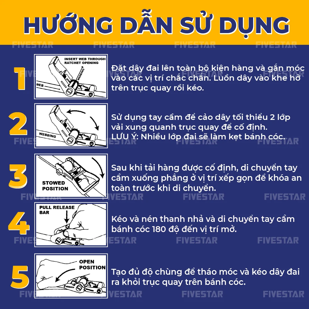 Hướng dẫn sử dụng nhanh dây tăng đơ chằng hàng