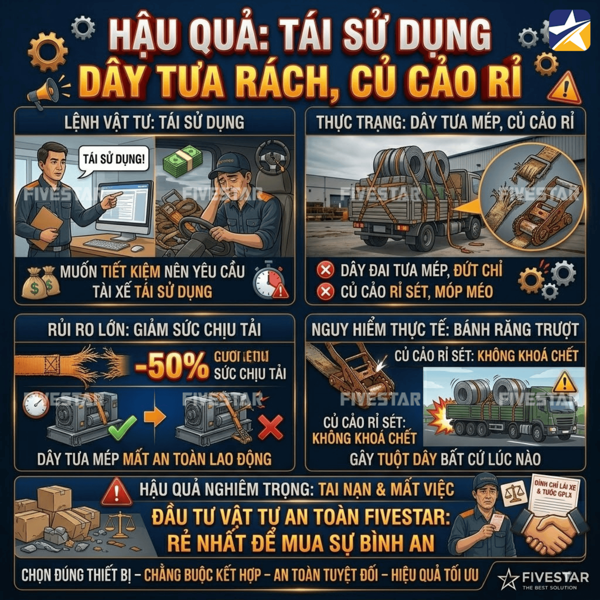 Không nên tái sử dụng các loại dây tưa rách và cảo tăng cũ Không nên tái sử dụng các loại dây tưa rách và cảo tăng cũ