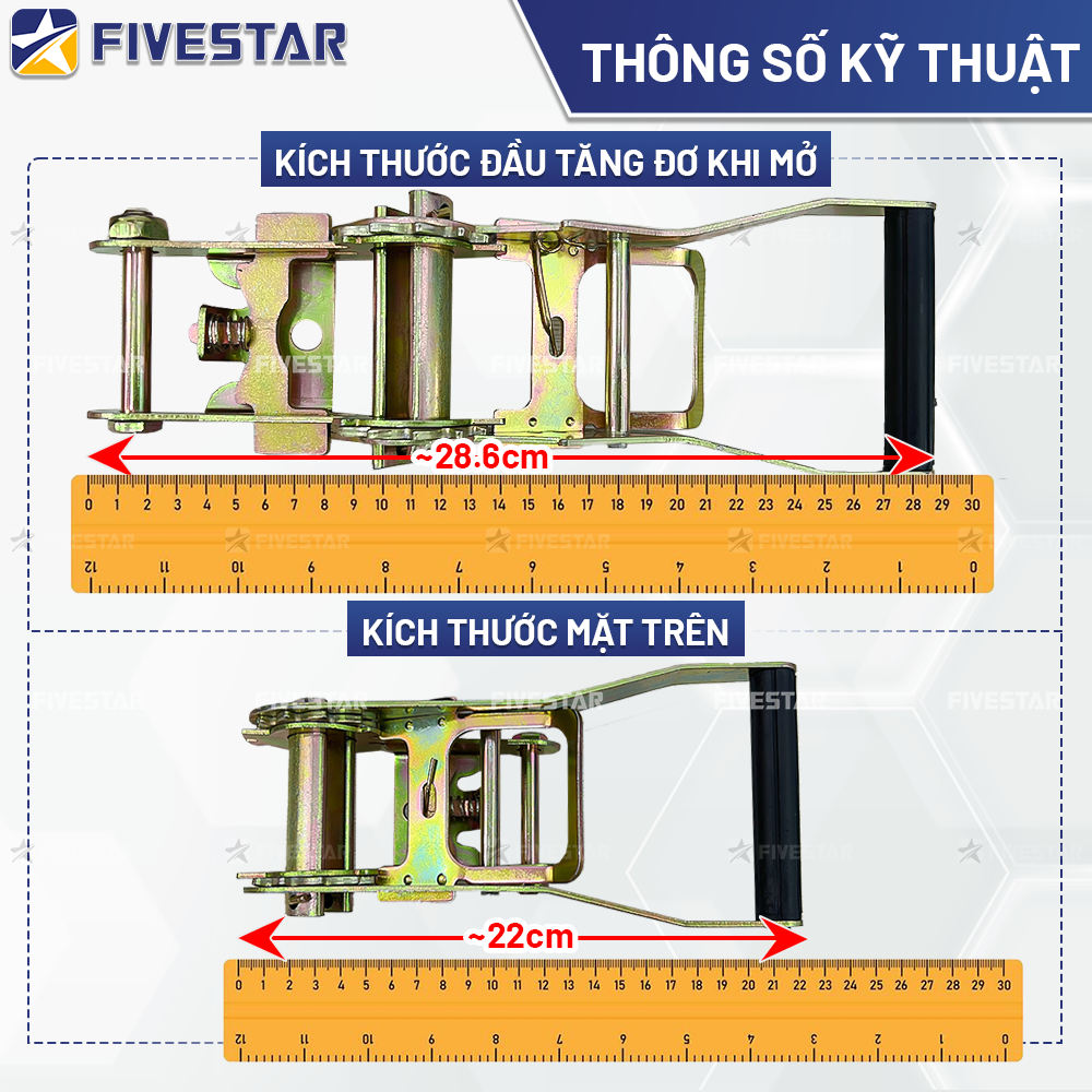 Kích thước chiều dài tổng thể của đầu tăng đơ bản 50mm tải 2 tấn Kích thước chiều dài tổng thể của đầu tăng đơ bản 50mm tải 2 tấn