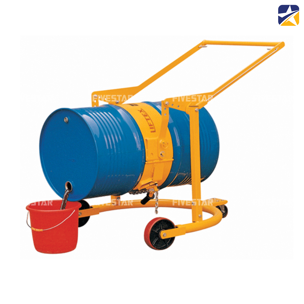 Mẫu xe nâng tay thùng phuy khá phổ biến có thể xoay ngang thùng để rót chất lỏng Mẫu xe nâng tay thùng phuy khá phổ biến có thể xoay ngang thùng để rót chất lỏng