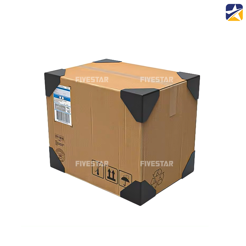 Sử dụng nẹp góc nhựa 3 chấu 75x75x75mm bảo vệ các góc thùng carton Sử dụng nẹp góc nhựa 3 chấu 75x75x75mm bảo vệ các góc thùng carton