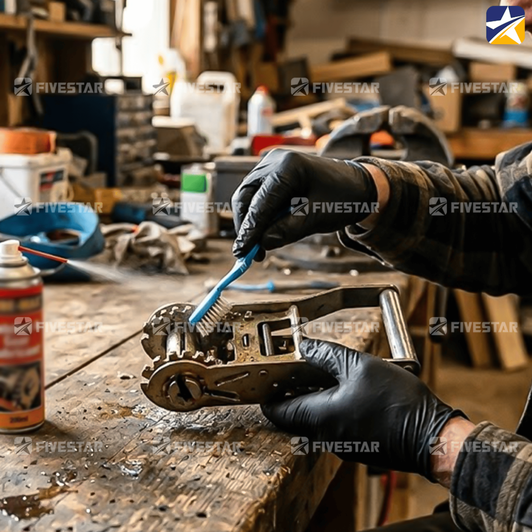 Thao tác vệ sinh và tra dầu bảo dưỡng trục xoay sau mỗi chuyến hàng Thao tác vệ sinh và tra dầu bảo dưỡng trục xoay sau mỗi chuyến hàng