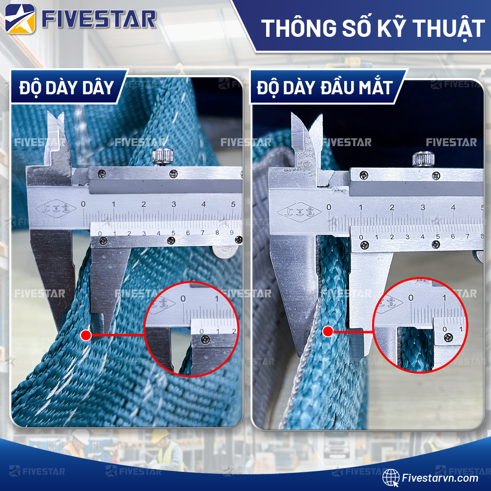 Thông số kỹ thuật chi tiết về độ dày dây cáp vải cẩu hàng tải 8 tấn Thông số kỹ thuật chi tiết về độ dày dây cáp vải cẩu hàng tải 8 tấn