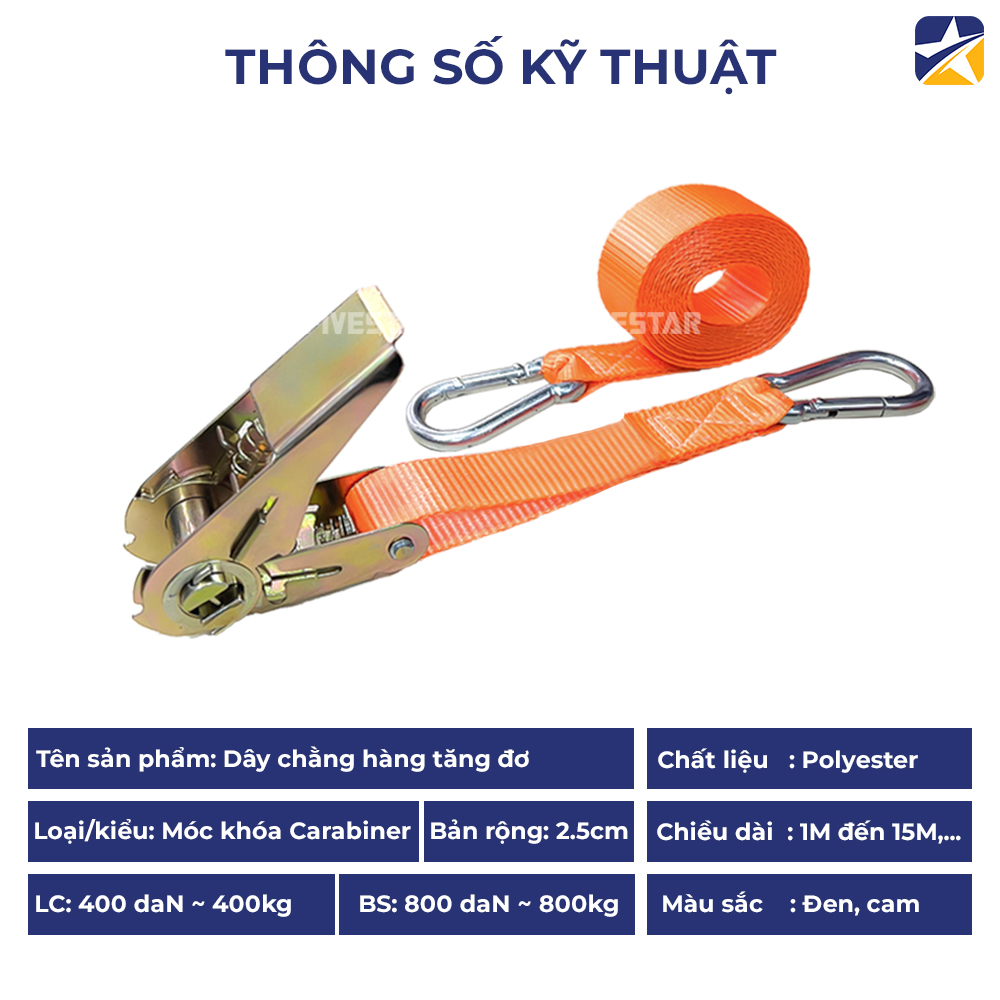 Thông số kỹ thuật dây tăng đơ bản 25mm tải 800kg móc khóa an toàn Thông số kỹ thuật dây tăng đơ bản 25mm tải 800kg móc khóa an toàn