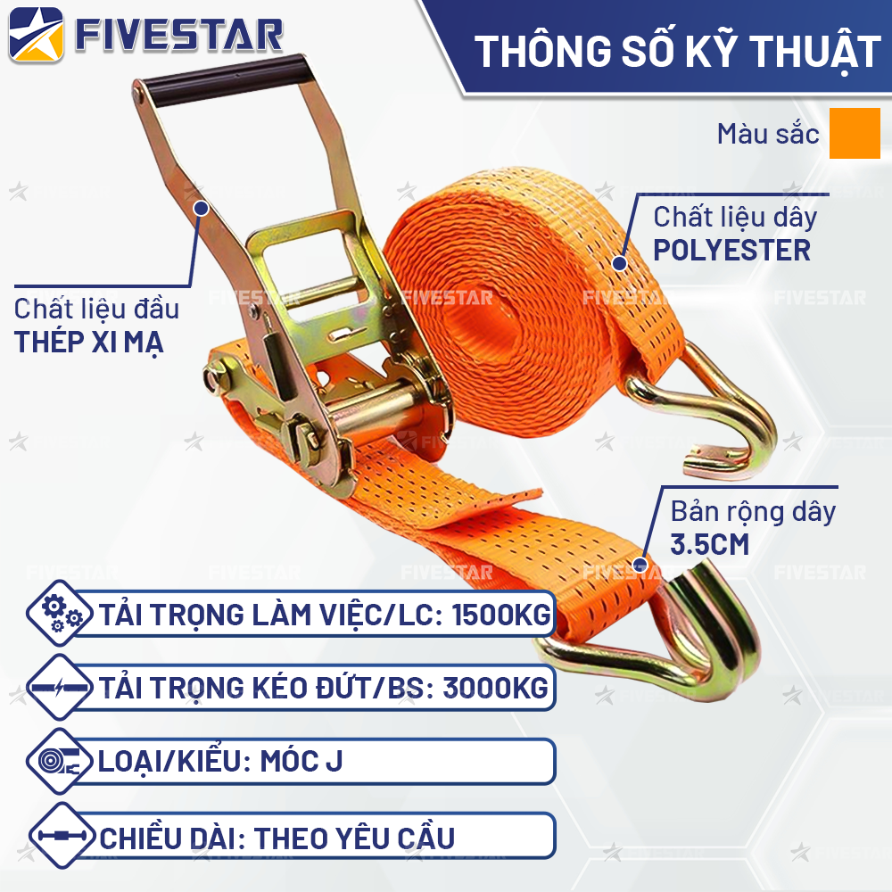 Thông số kỹ thuật dây tăng đơ bản 50mm tải 3 tấn móc J Thông số kỹ thuật dây tăng đơ bản 50mm tải 3 tấn móc J