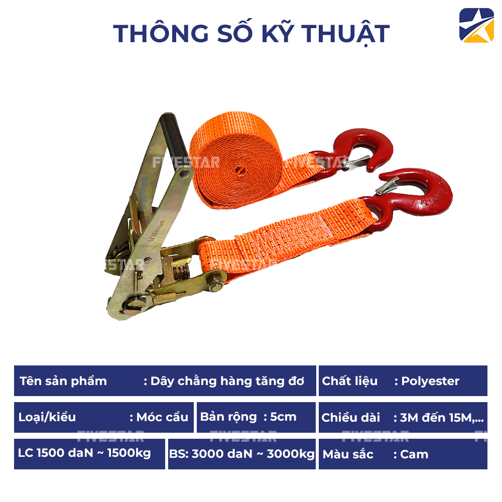 Thông số kỹ thuật dây tăng đơ bản 50mm tải 5 tấn móc cẩu Thông số kỹ thuật dây tăng đơ bản 50mm tải 5 tấn móc cẩu