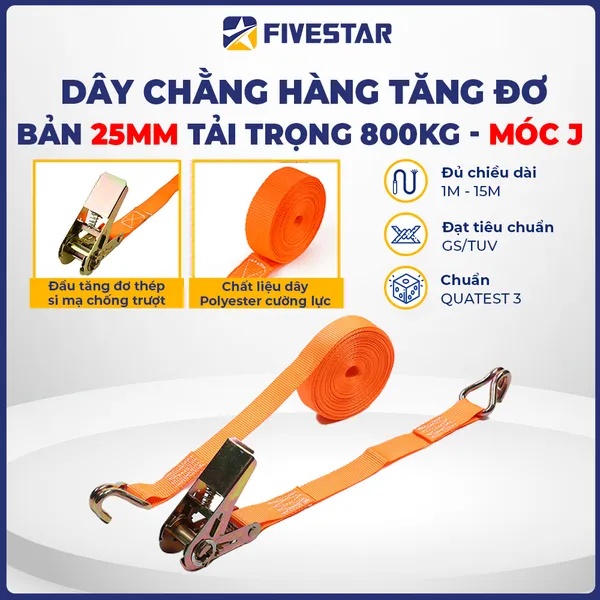 Dây tăng đơ bản 25mm tải 800kg móc J