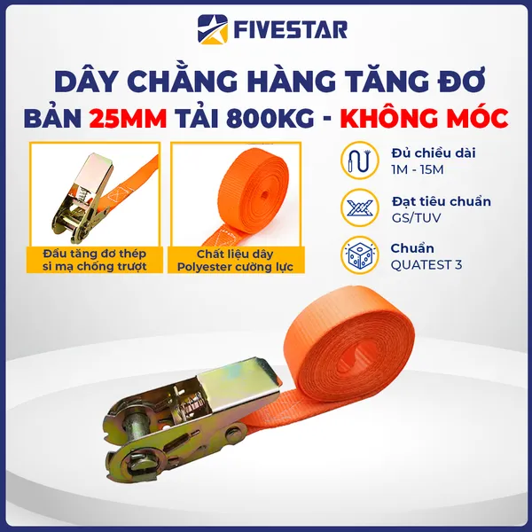 Dây tăng đơ bản 25mm tải 800kg không móc