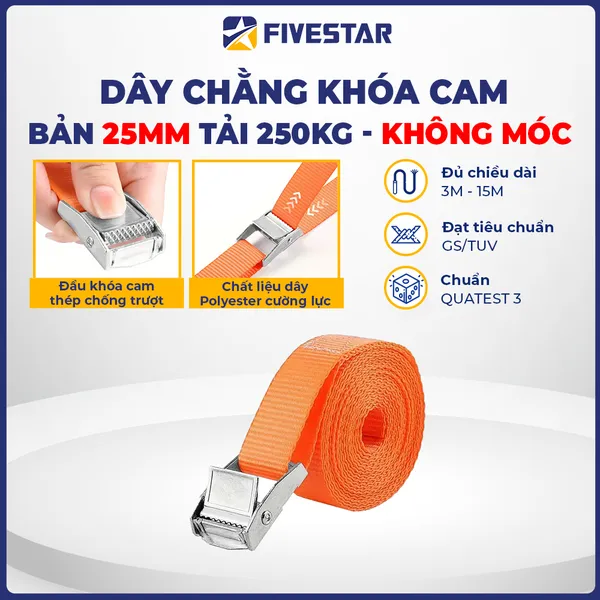Dây chằng khóa cam bản 25mm tải 250kg