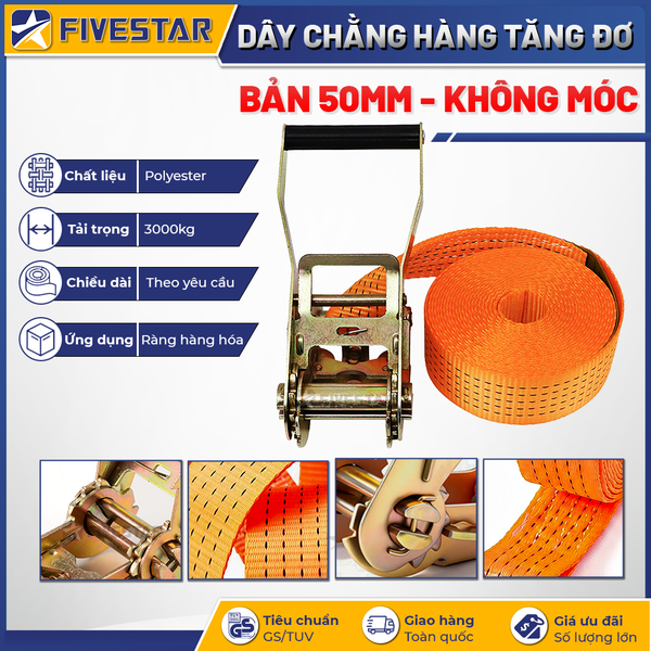 Dây tăng đơ bản 50mm tải 3 tấn không móc