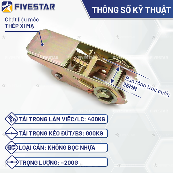 Đầu tăng đơ bản 25mm tải 800kg