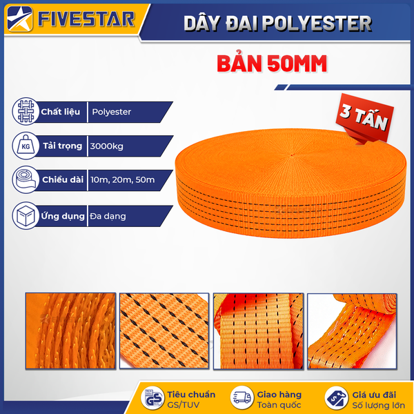 Dây tải polyester bản 50mm tải 3 tấn