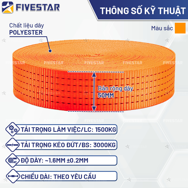 Dây tải polyester bản 50mm tải 3 tấn