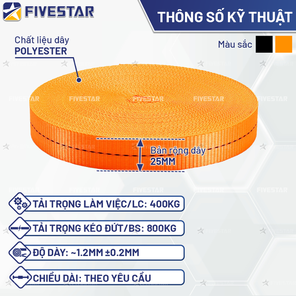 Dây đai polyester bản 25mm