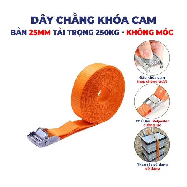 Dây chằng khóa cam bản 25mm tải 250kg