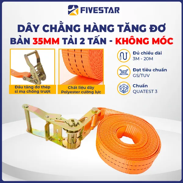 Dây tăng đơ bản 38mm tải 2 tấn không móc