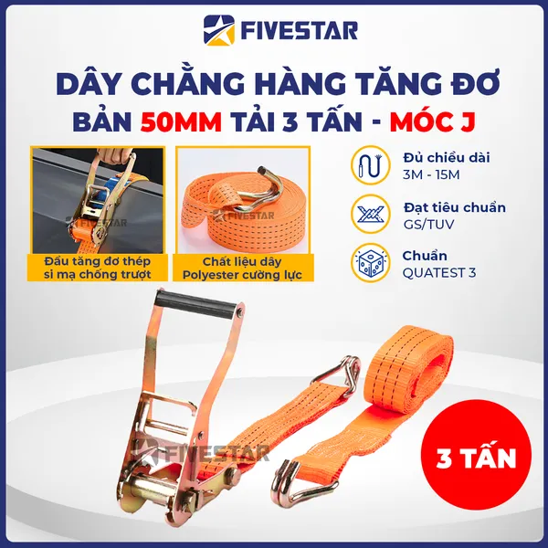 Dây tăng đơ bản 50mm tải 3 tấn móc J