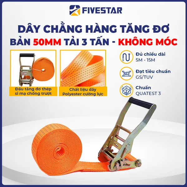 Dây tăng đơ bản 50mm tải 3 tấn không móc