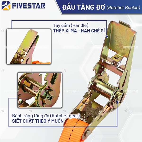 Dây tăng đơ bản 25mm tải 800kg móc J