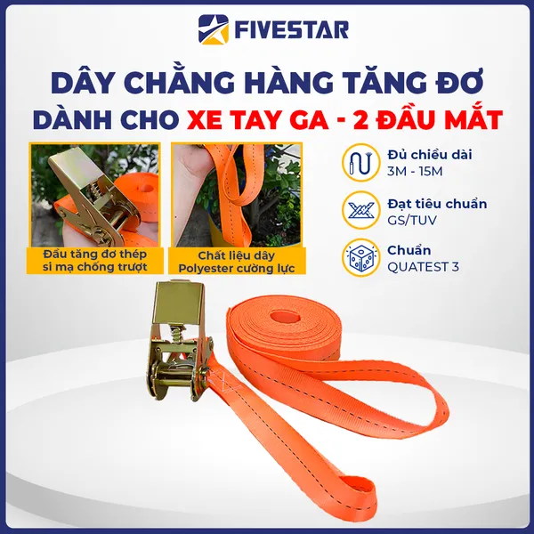 Dây tăng đơ bản 25mm tải 800kg 2 đầu mắt