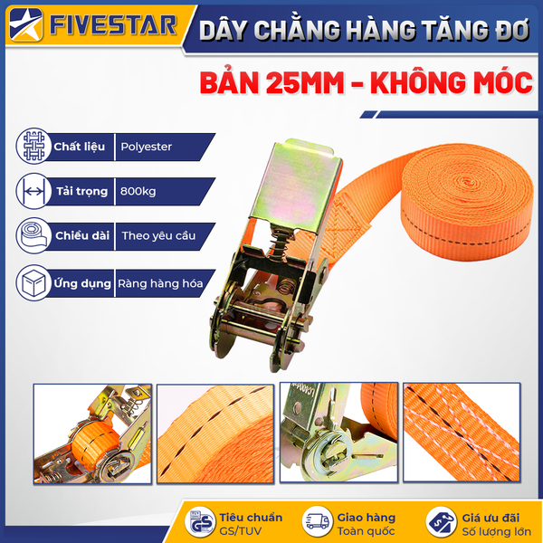 Dây tăng đơ bản 25mm tải 800kg không móc