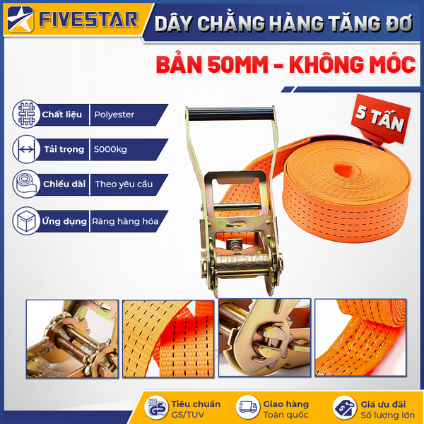 Dây tăng đơ bản 50mm tải 5 tấn không móc