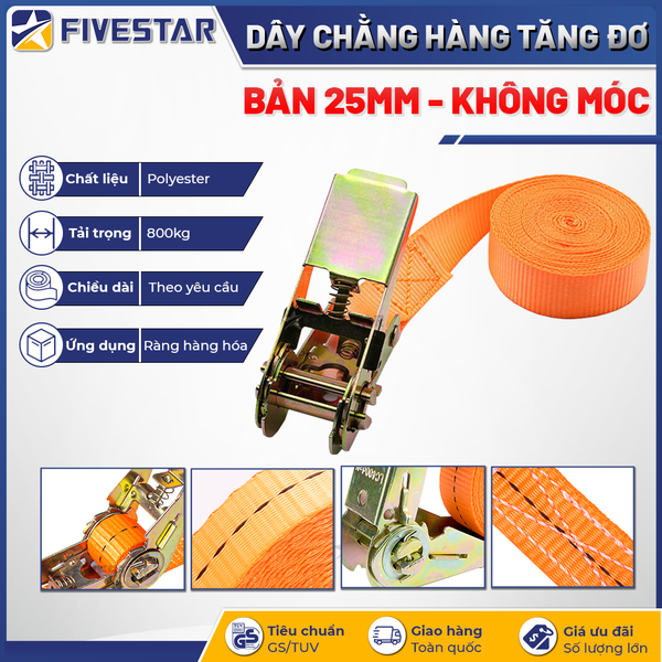 Dây tăng đơ bản 25mm tải 800kg không móc