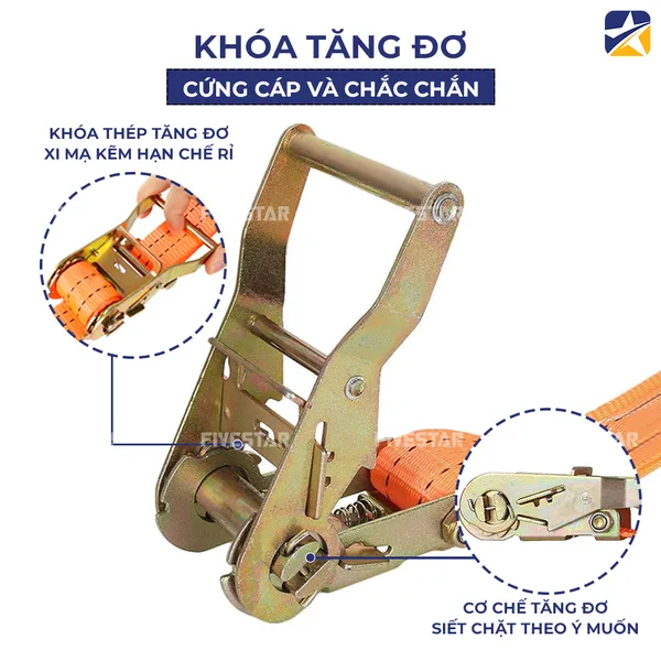 Dây tăng đơ bản 38mm tải 2 tấn không móc