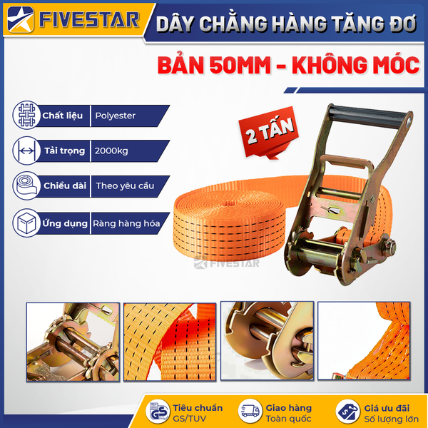 Dây tăng đơ bản 50mm tải 2 tấn không móc