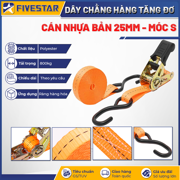 Dây tăng đơ bản 25mm tải 800kg móc S