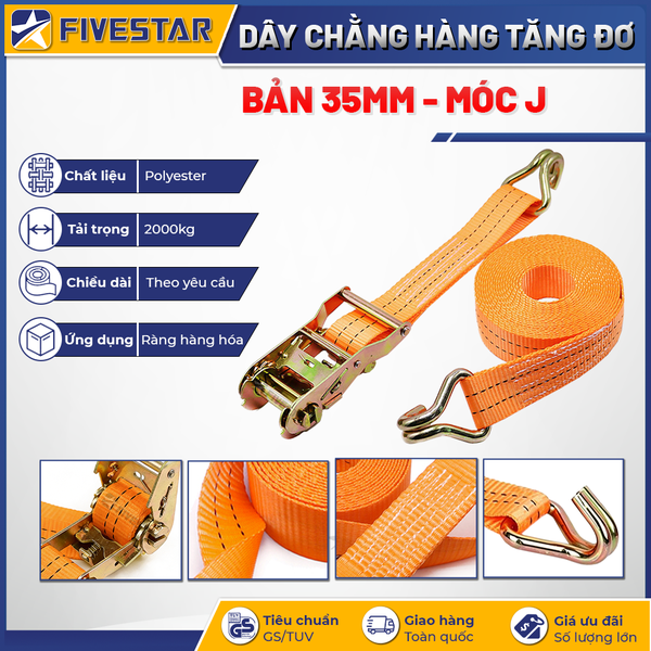 Dây tăng đơ bản 35mm tải 2 tấn móc J