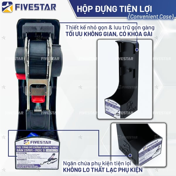Dây tăng đơ tự rút bản 25mm tải 600kg móc S