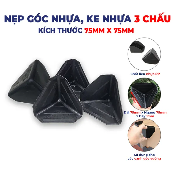 Nẹp góc nhựa 3 chấu 75x75x75mm